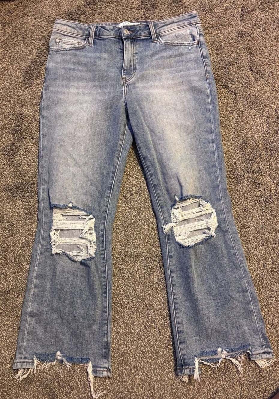 Lovervet Jeans Size 31/13 Light Wash Distressed Flare Denim